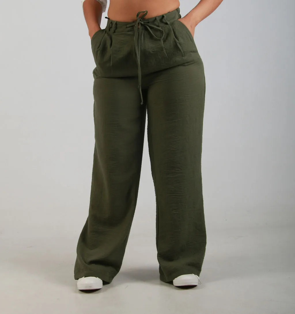 LINEN PANTS WITH DRAW STRING – FATIGUE
