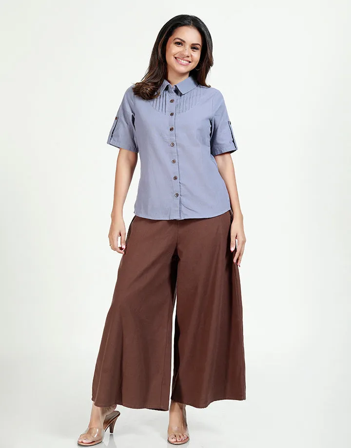 Linen Shirt with Pleated Details