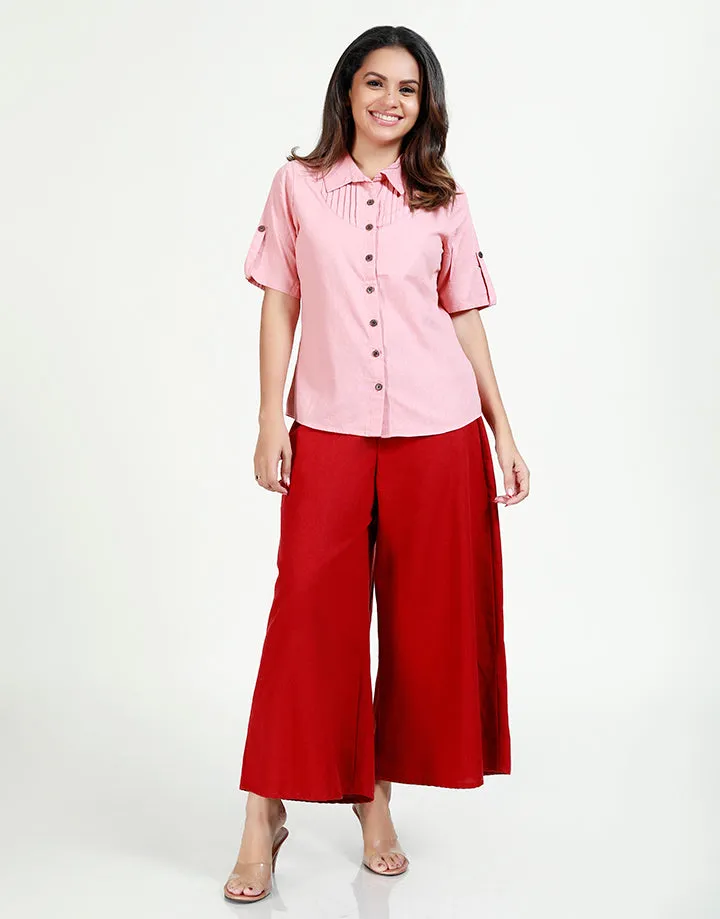 Linen Shirt with Pleated Details