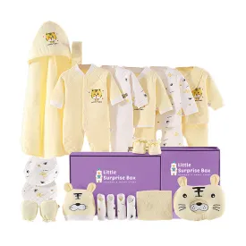 Little Surprise Box, 23 pcs Yellow & White Dual Tiger, Newborn Baby Girl/ Boy All season wear Gift Hamper Box
