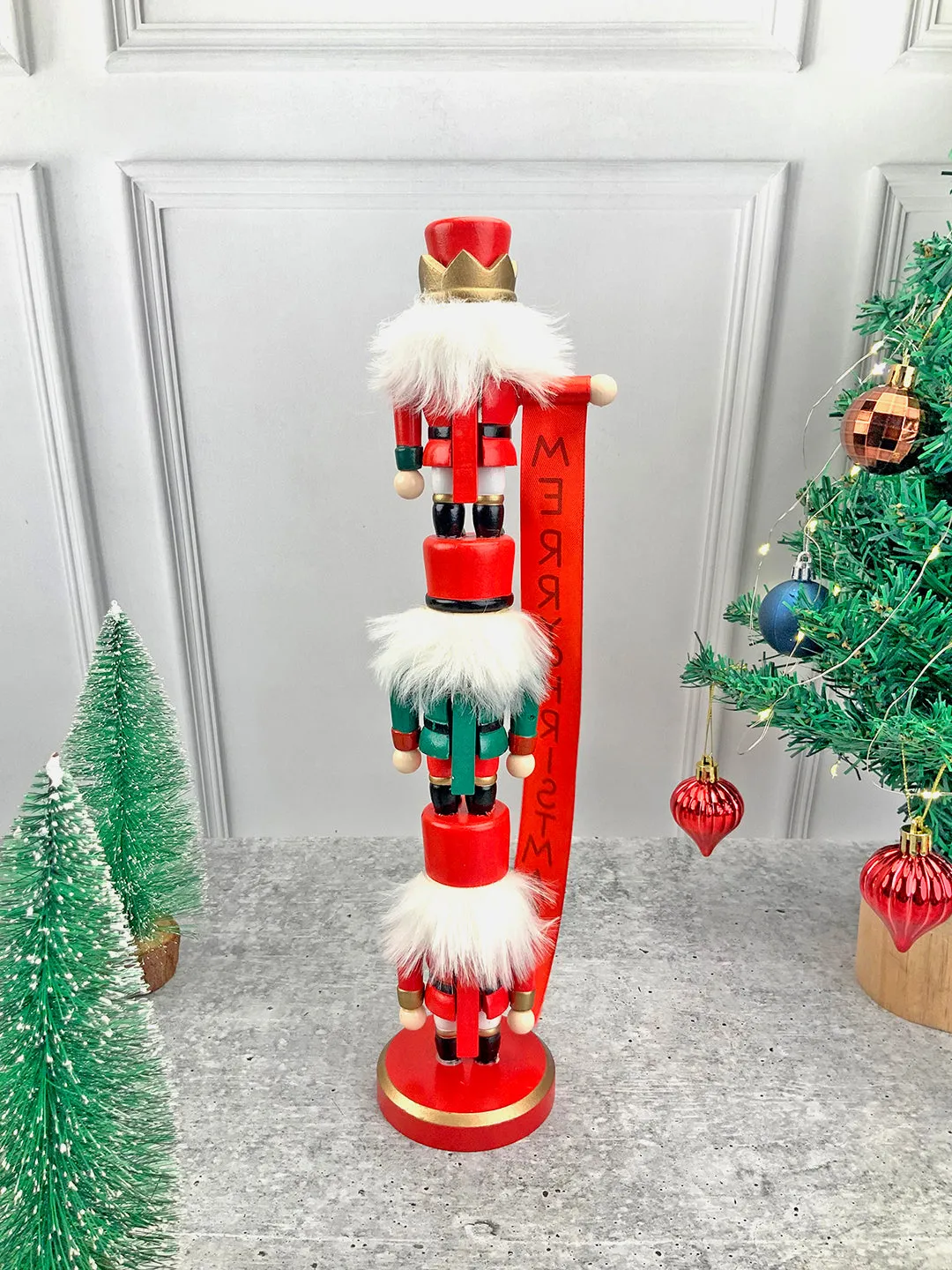 Little Surprise Box  3 Tier Stacked Wooden Nutcracker Christmas Table Décor