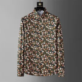 Men's Long Sleeve Flower Shirt: Casual, Business Office Dress, and Party Attire