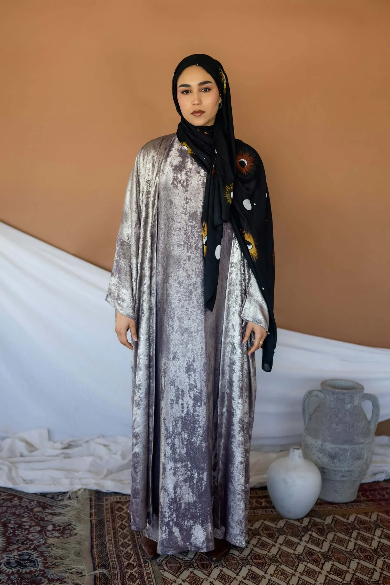 metallic gold abaya - 2 piece SET