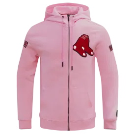 MLB BOSTON RED SOX CLASSIC CHENILLE MEN'S FZ PO HOODIE (PINK)