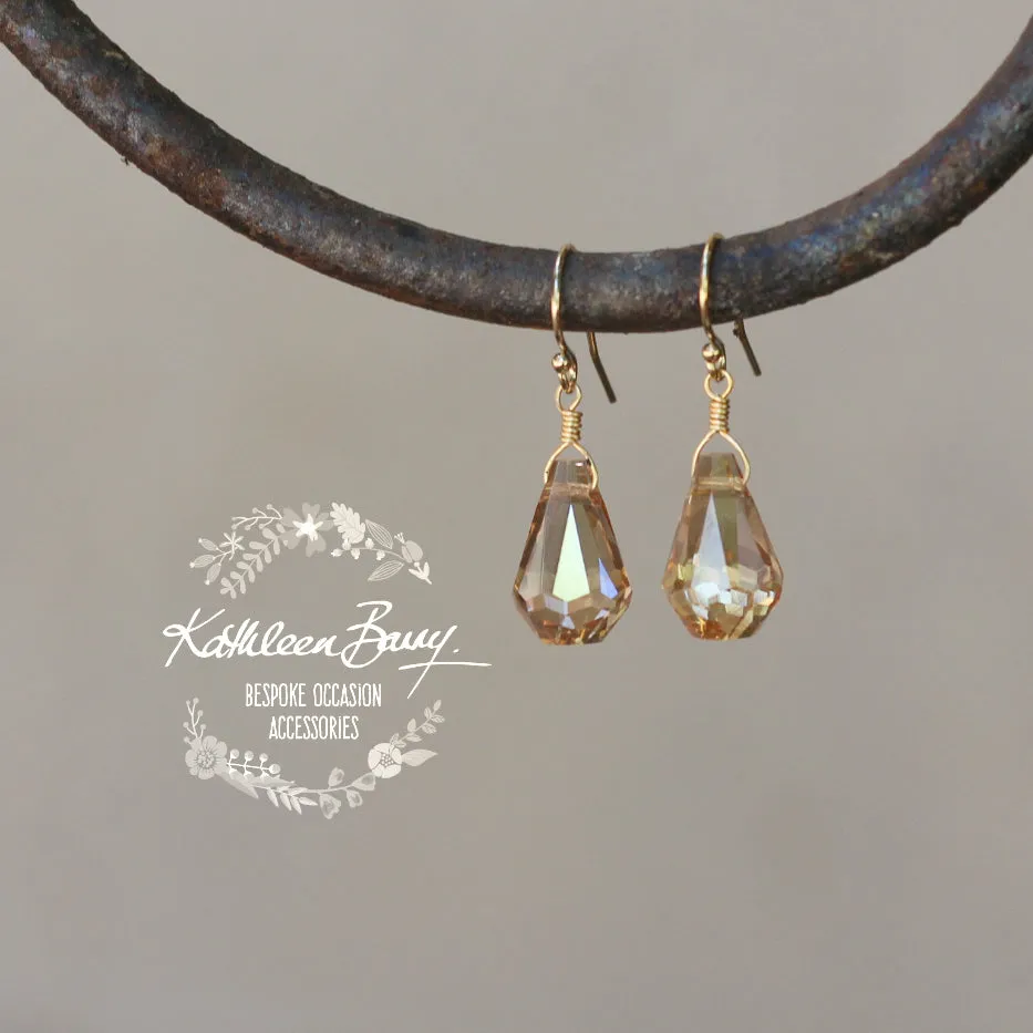 Monique Earrings - Gold, rose gold or silver finish - Denim blue crystals or Champagne
