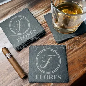 Monogram Rock Slate Coasters