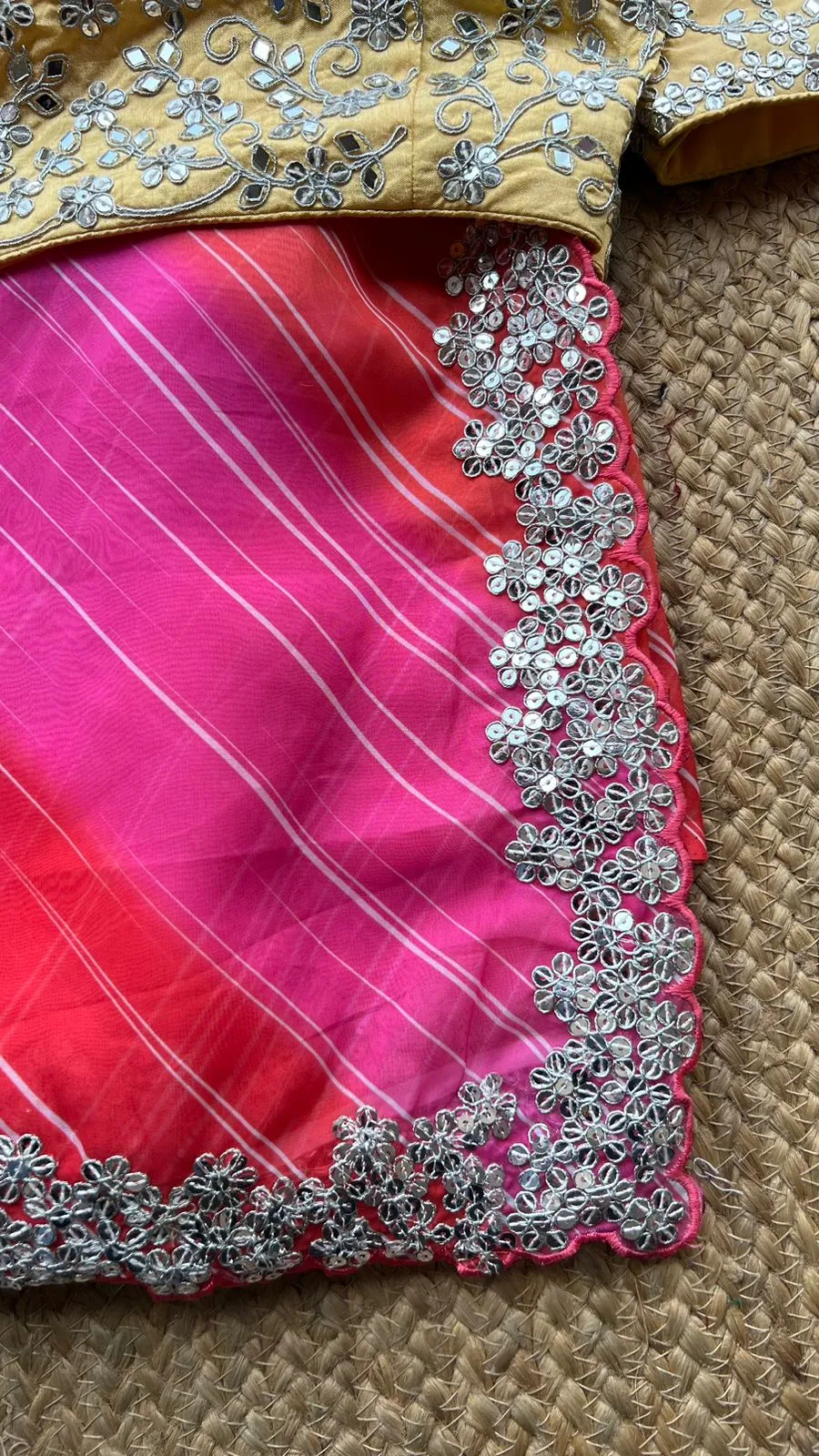 Multi soft organza saree with embroidery yellow blouse