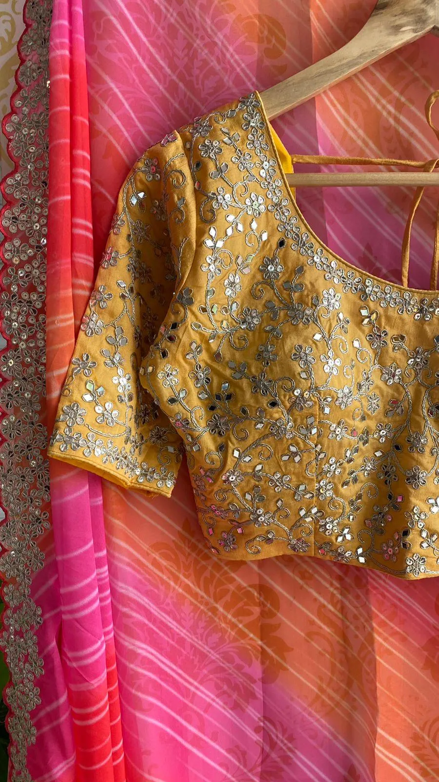 Multi soft organza saree with embroidery yellow blouse