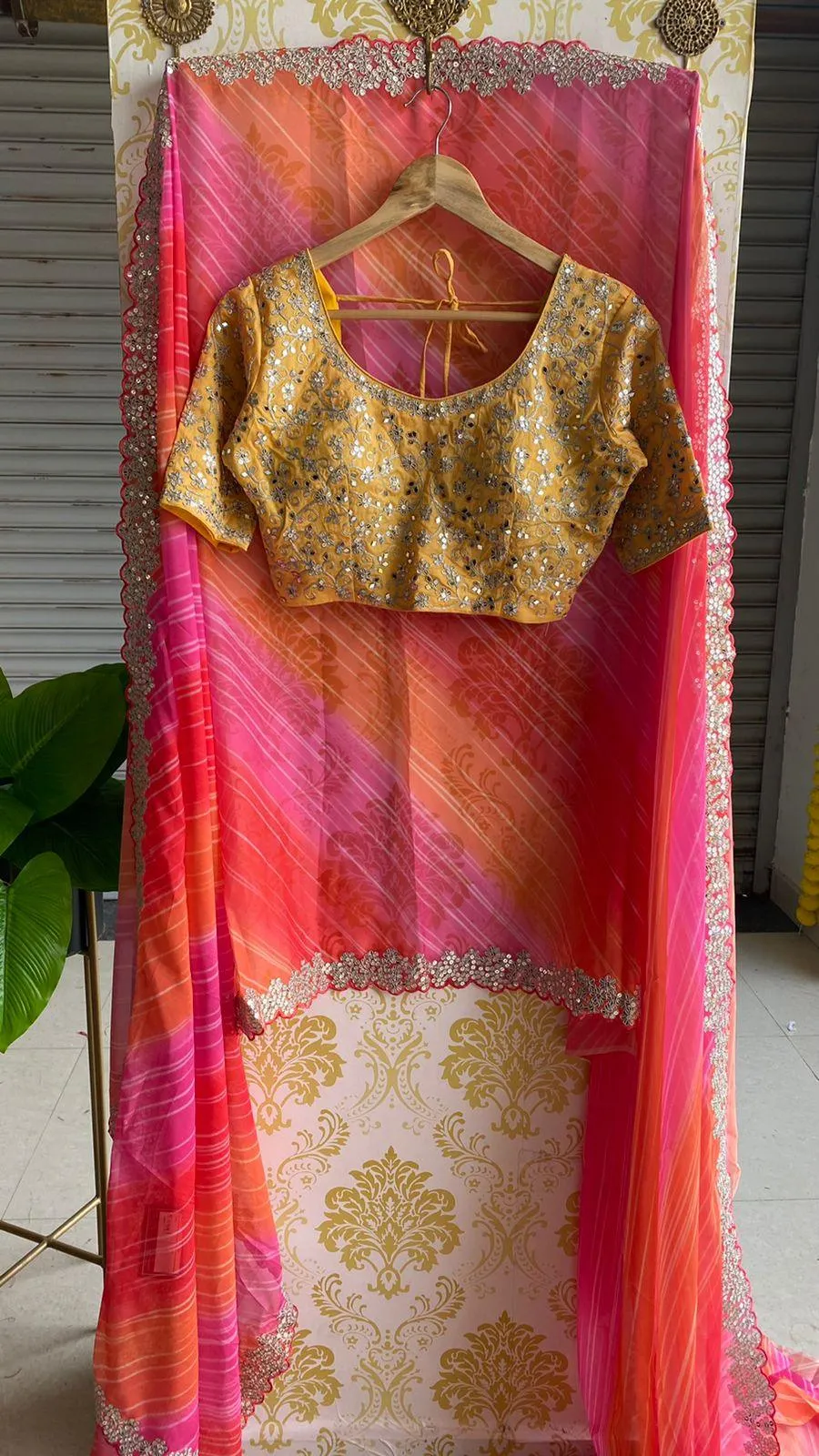 Multi soft organza saree with embroidery yellow blouse