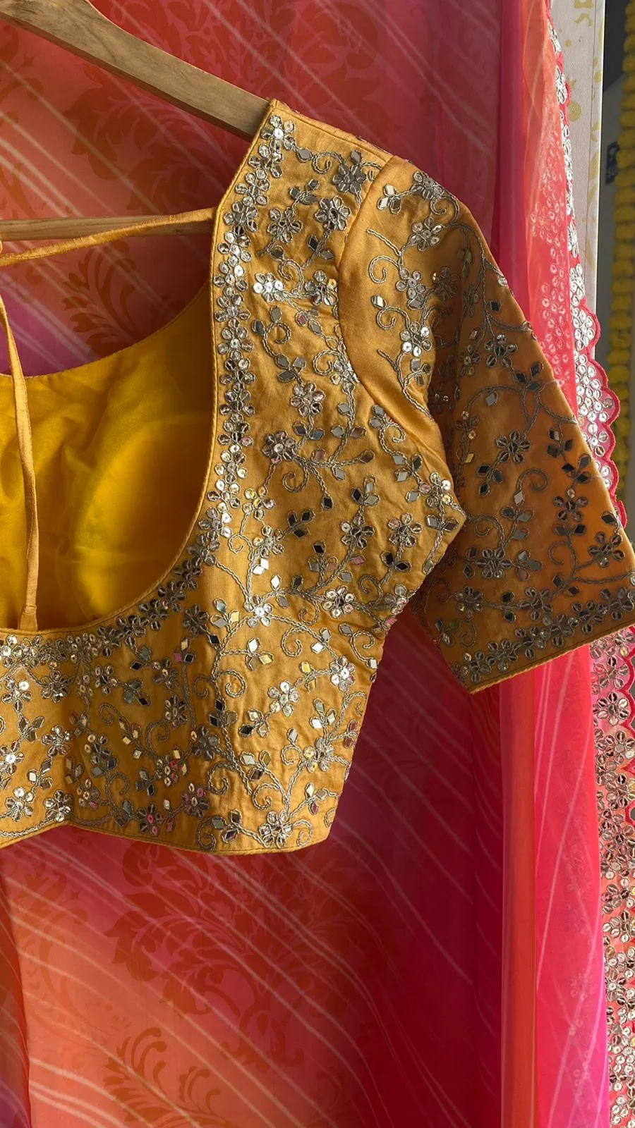 Multi soft organza saree with embroidery yellow blouse