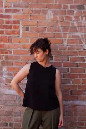 Pacifica Top in Black Linen
