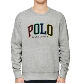 PL - Men 'Grey' Polo Printed Crew Neck Terry Sweatshirt PL266
