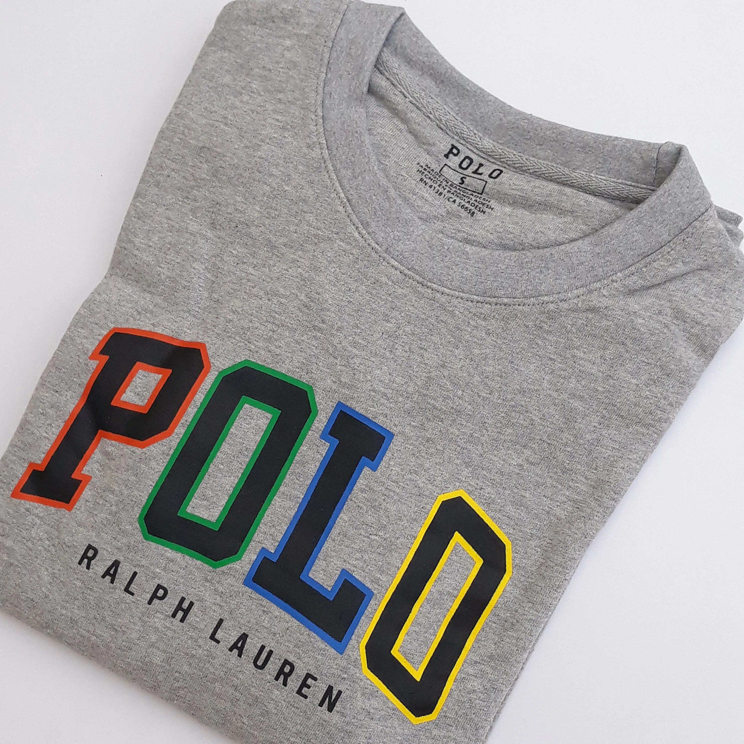 PL - Men 'Grey' Polo Printed Crew Neck Terry Sweatshirt PL266
