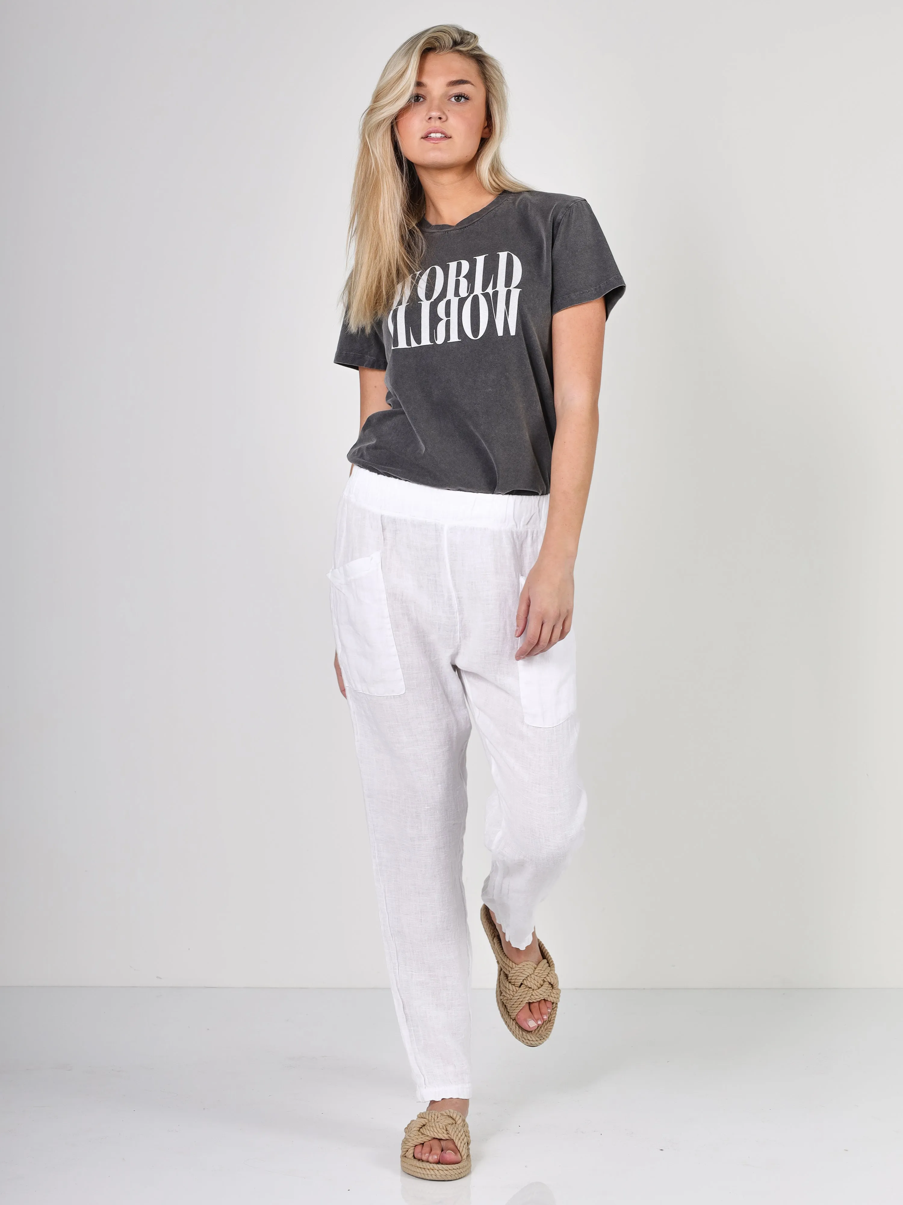 POLETTE Leinenhose - Weiss