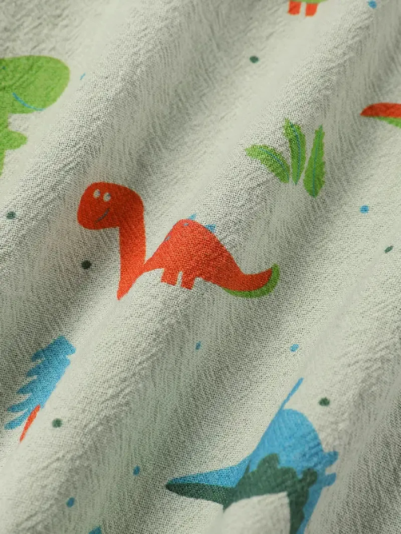 PP-PatPat 2pcs Baby Boy Cotton Short-sleeved Allover Dinosaur Print Shirt And Solid Shorts Set PP33