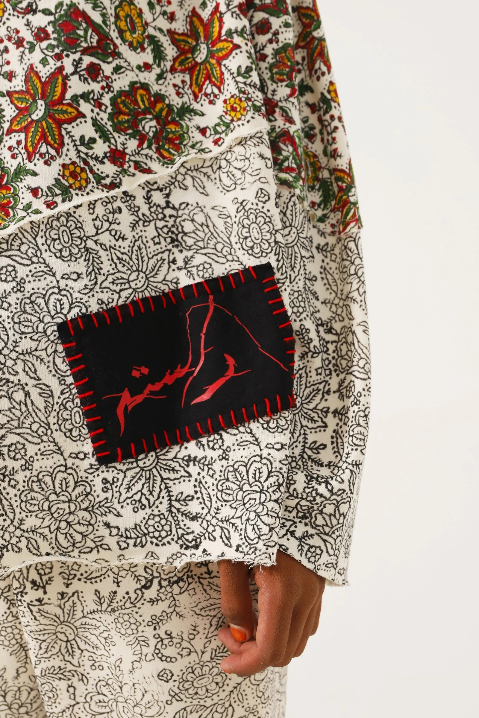 "PARADOX" BEIGE BLOCK PRINT HOODIE
