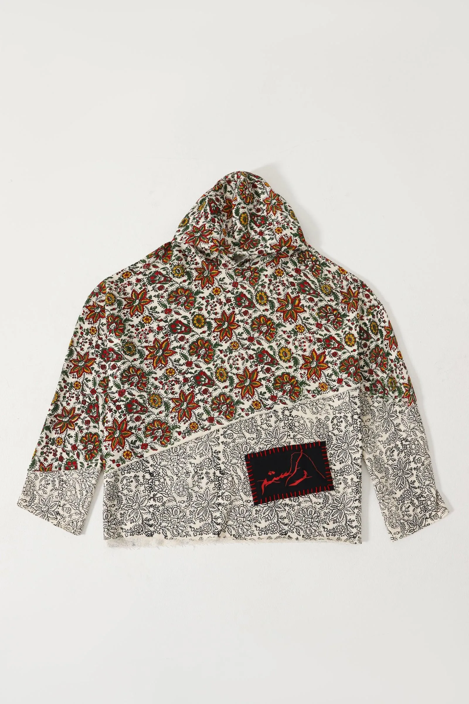 "PARADOX" BEIGE BLOCK PRINT HOODIE