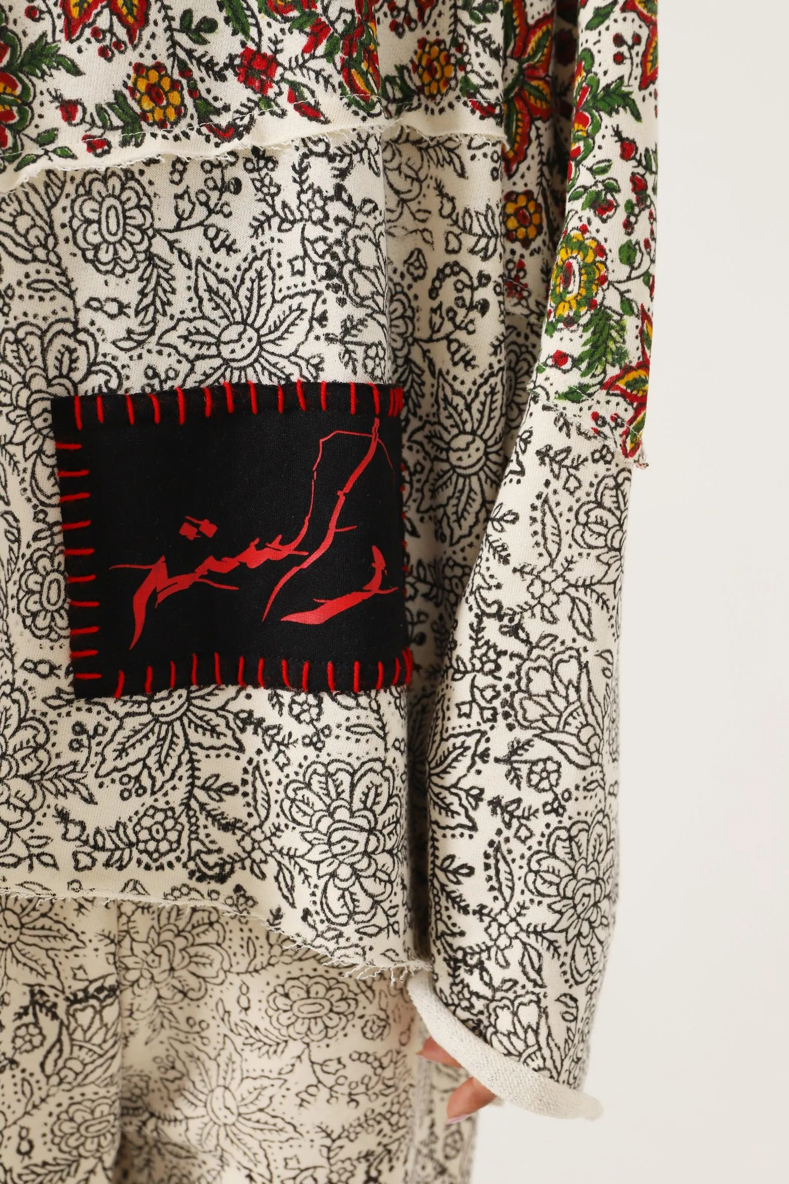 "PARADOX" BEIGE BLOCK PRINT HOODIE