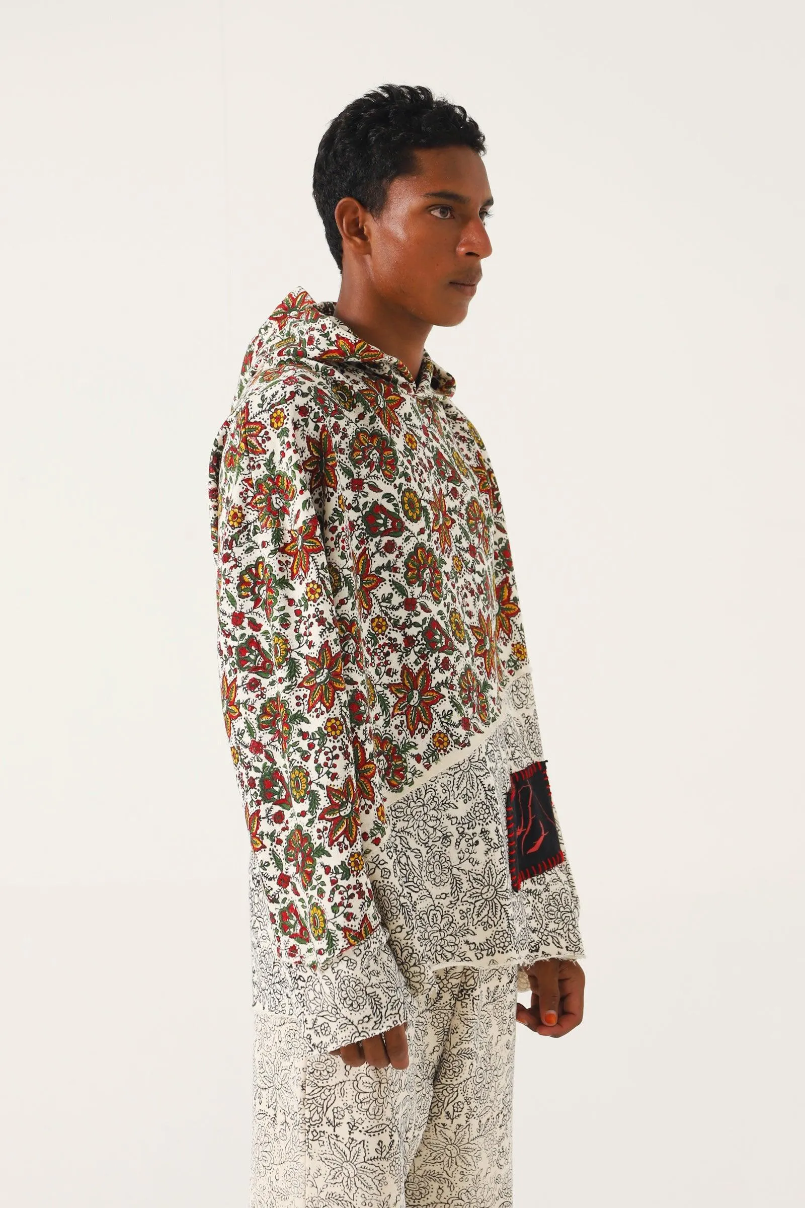 "PARADOX" BEIGE BLOCK PRINT HOODIE