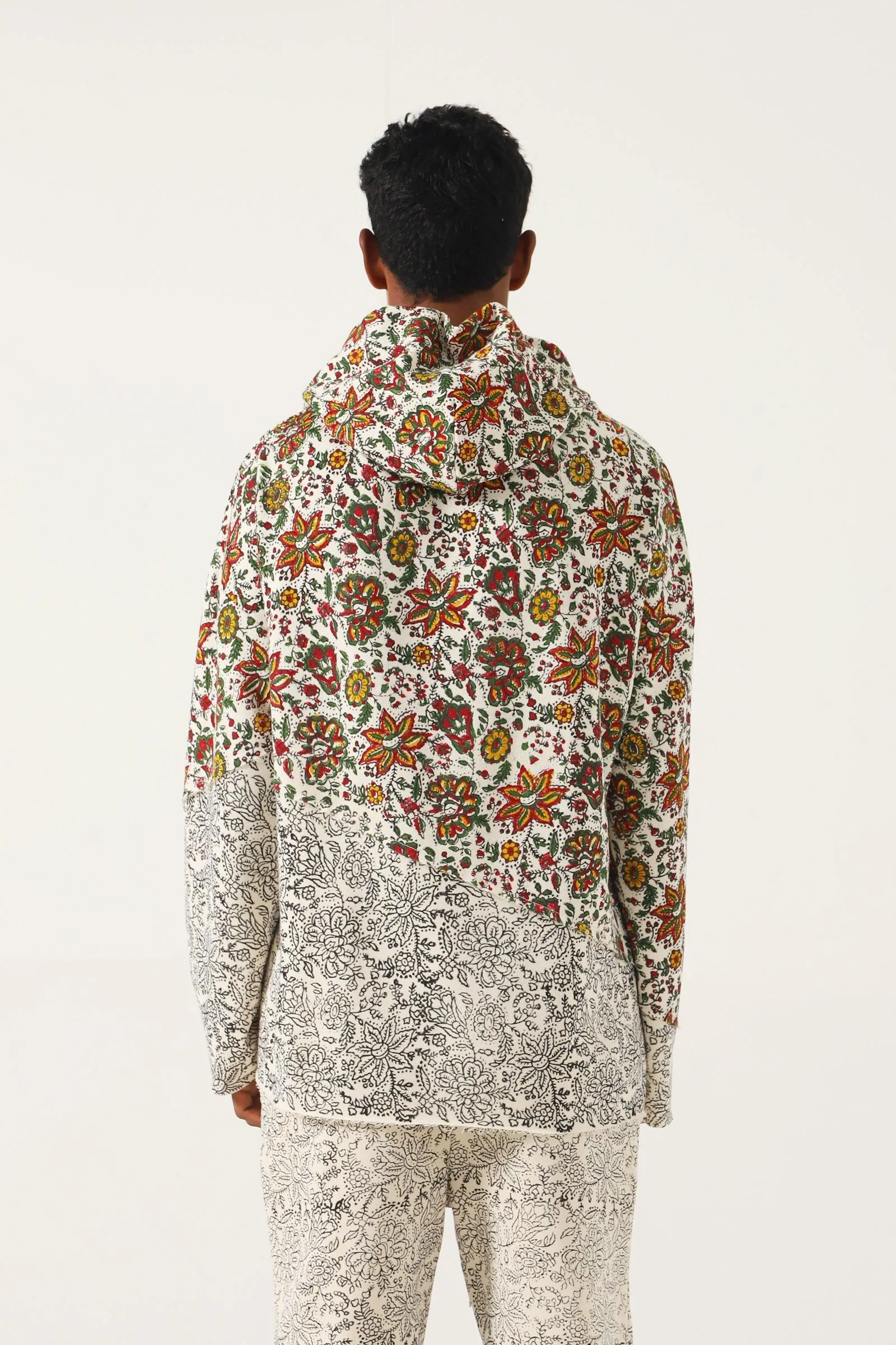 "PARADOX" BEIGE BLOCK PRINT HOODIE
