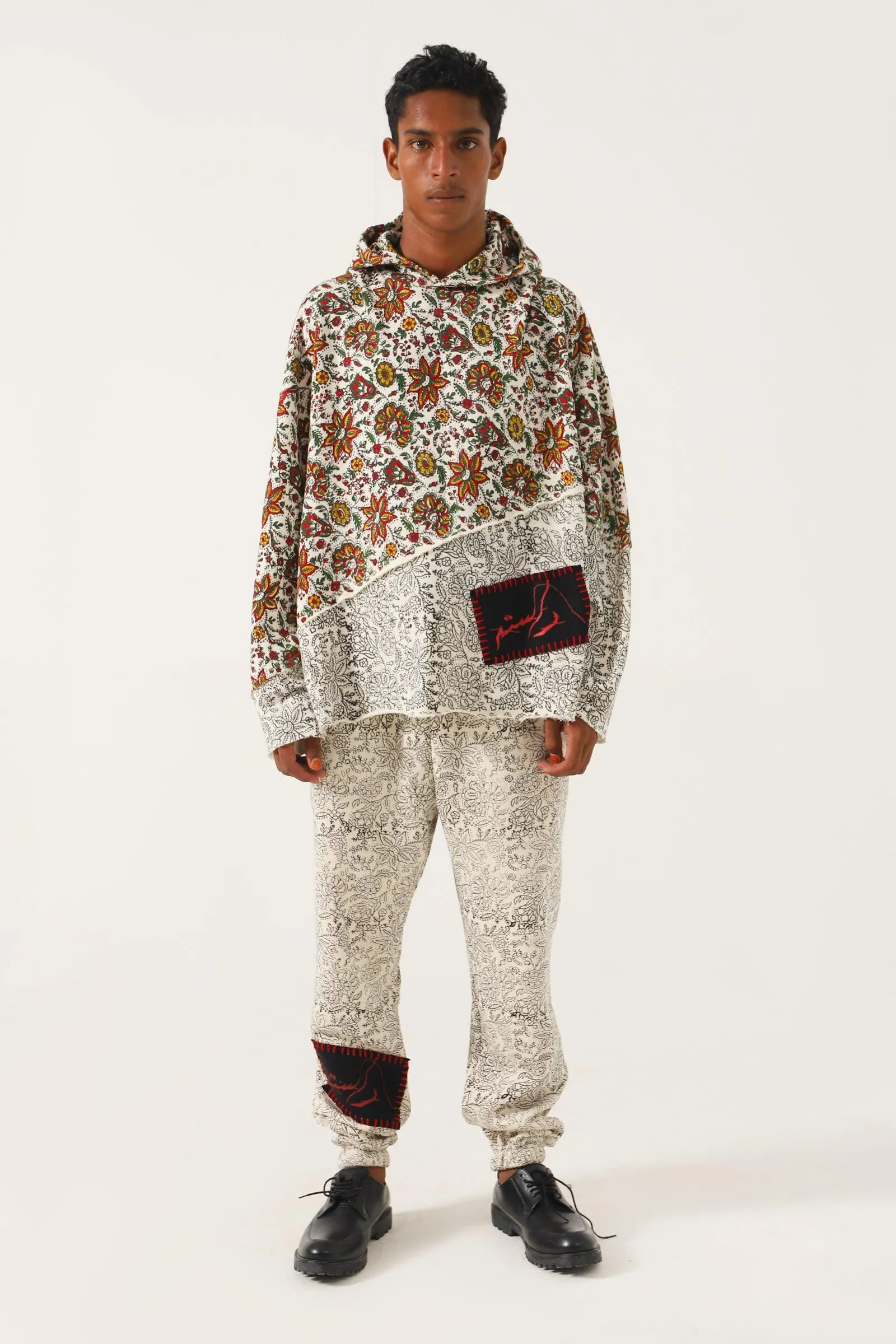 "PARADOX" BEIGE BLOCK PRINT HOODIE