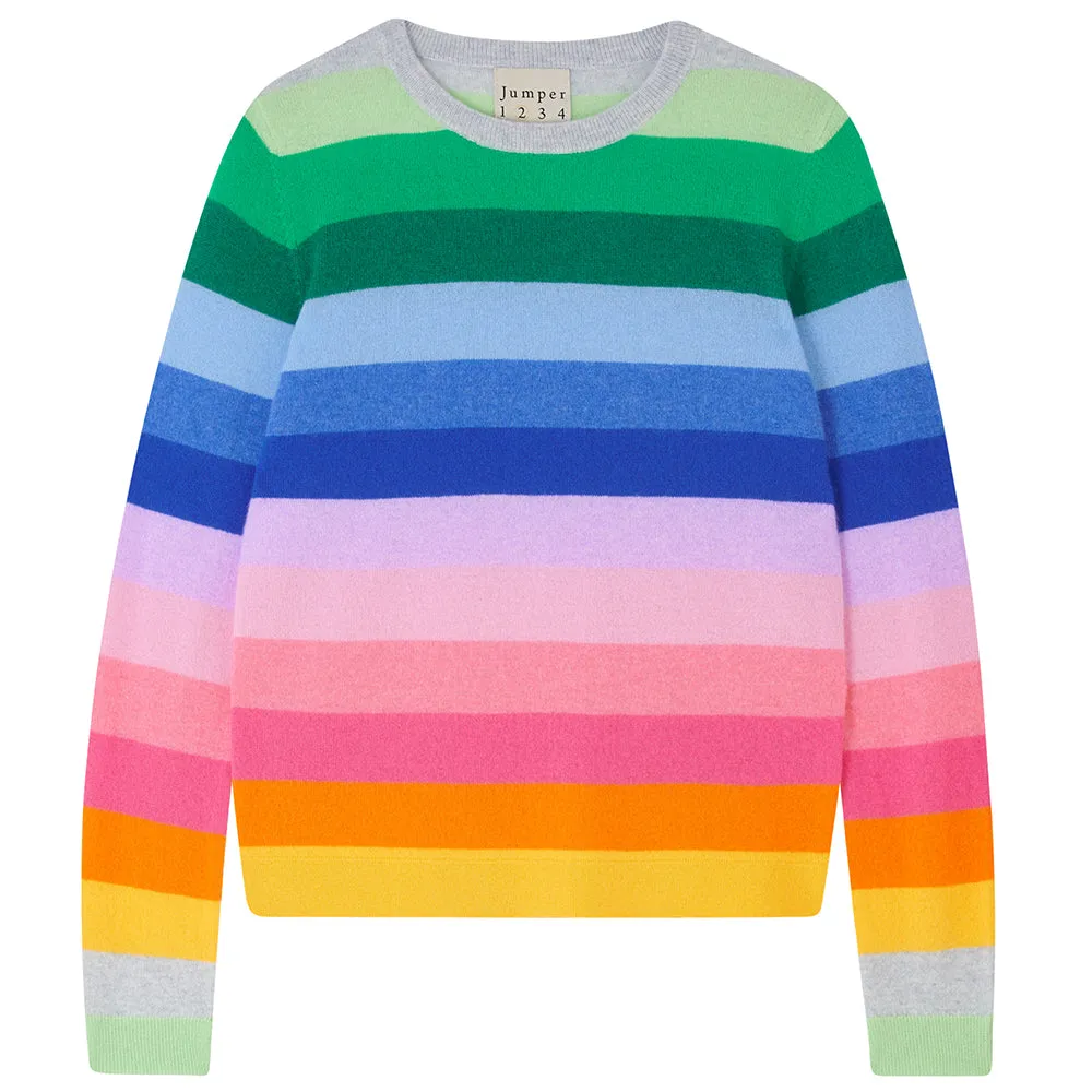 Colorful Rainbow Striped Knit Jumper for Women
