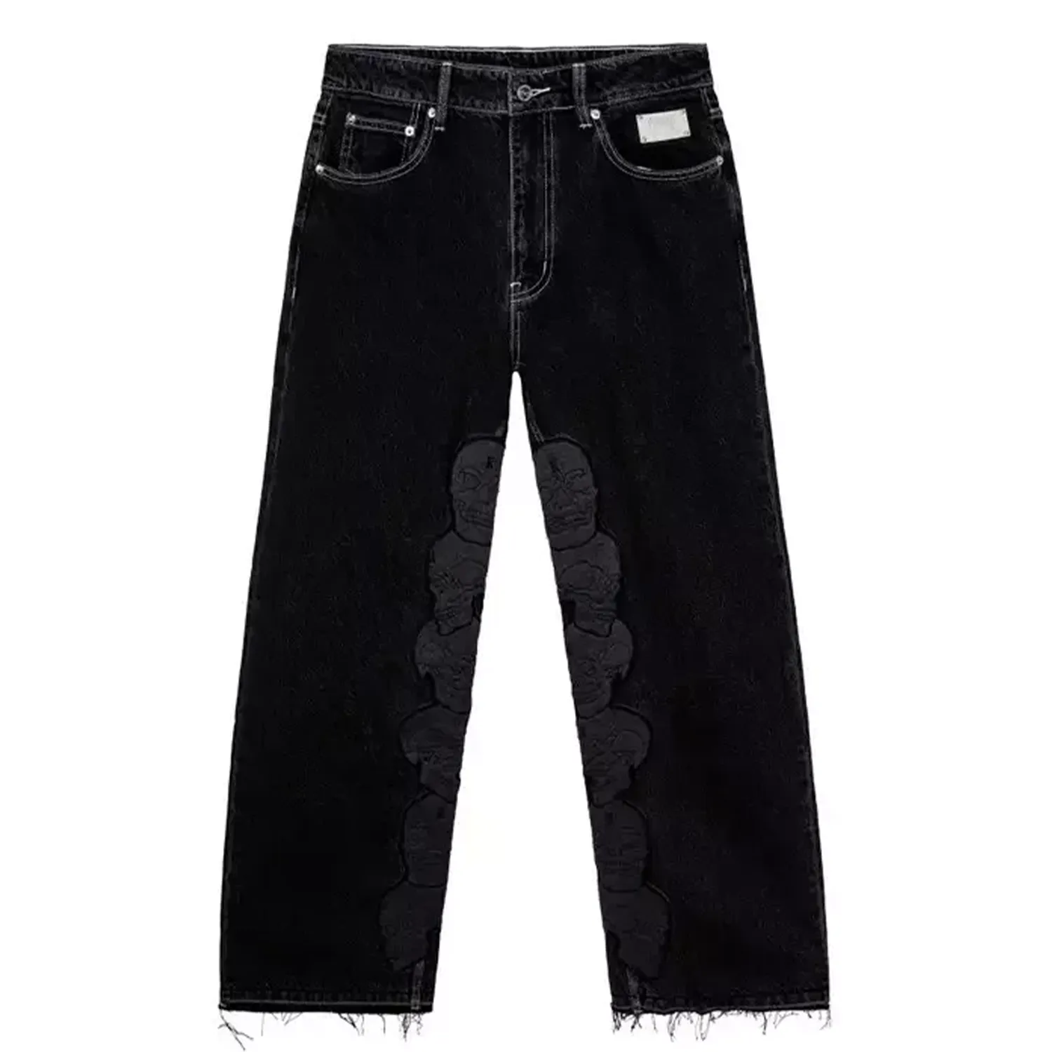 Revenge Skull Patch Denim Jeans Black