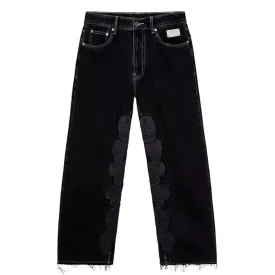 Revenge Skull Patch Denim Jeans Black
