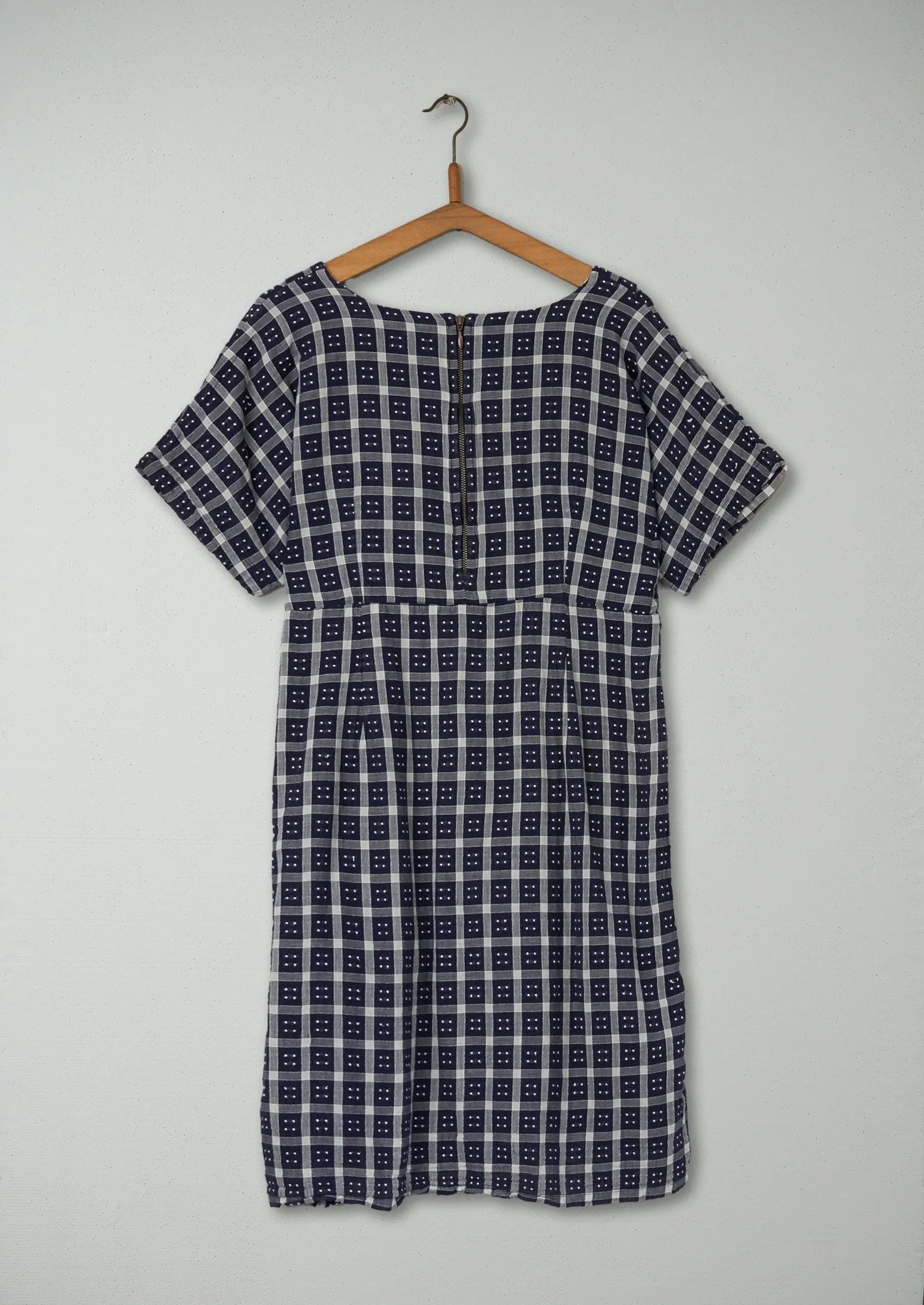 Reworn Domino Check Dress Size 14 (516) | Navy