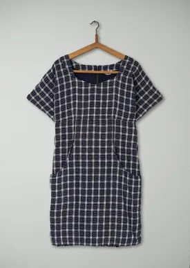 Reworn Domino Check Dress Size 14 (516) | Navy