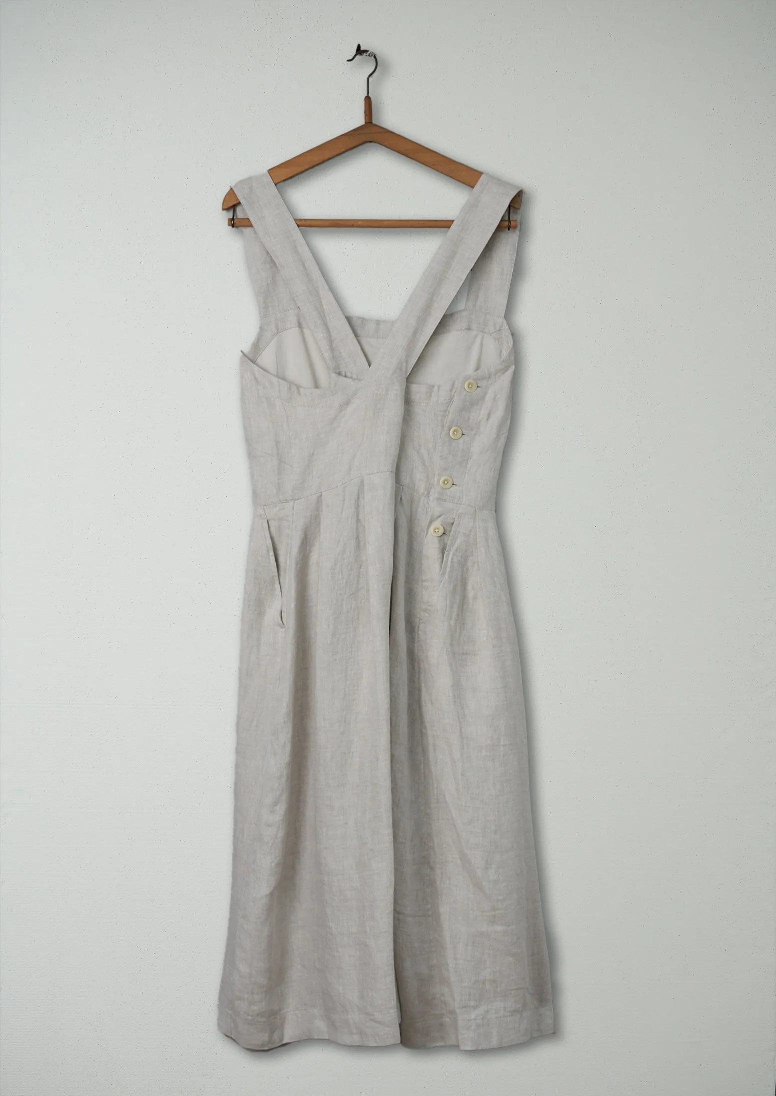Reworn Linen Twill Dress Size 16 (487) | Parchment