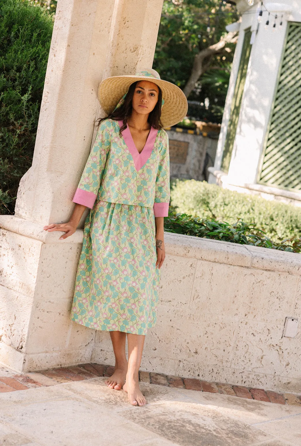 SAMPLE - BURU x Sarah Bray Bermuda Everyday Midi Skirt - Lotus Floral