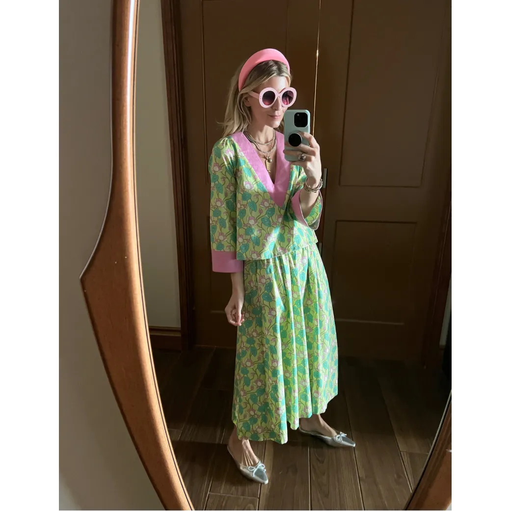 SAMPLE - BURU x Sarah Bray Bermuda Everyday Midi Skirt - Lotus Floral