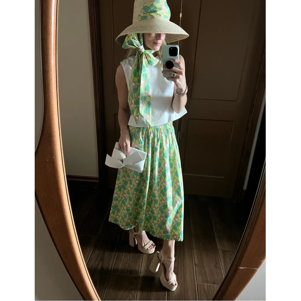 SAMPLE - BURU x Sarah Bray Bermuda Everyday Midi Skirt - Lotus Floral
