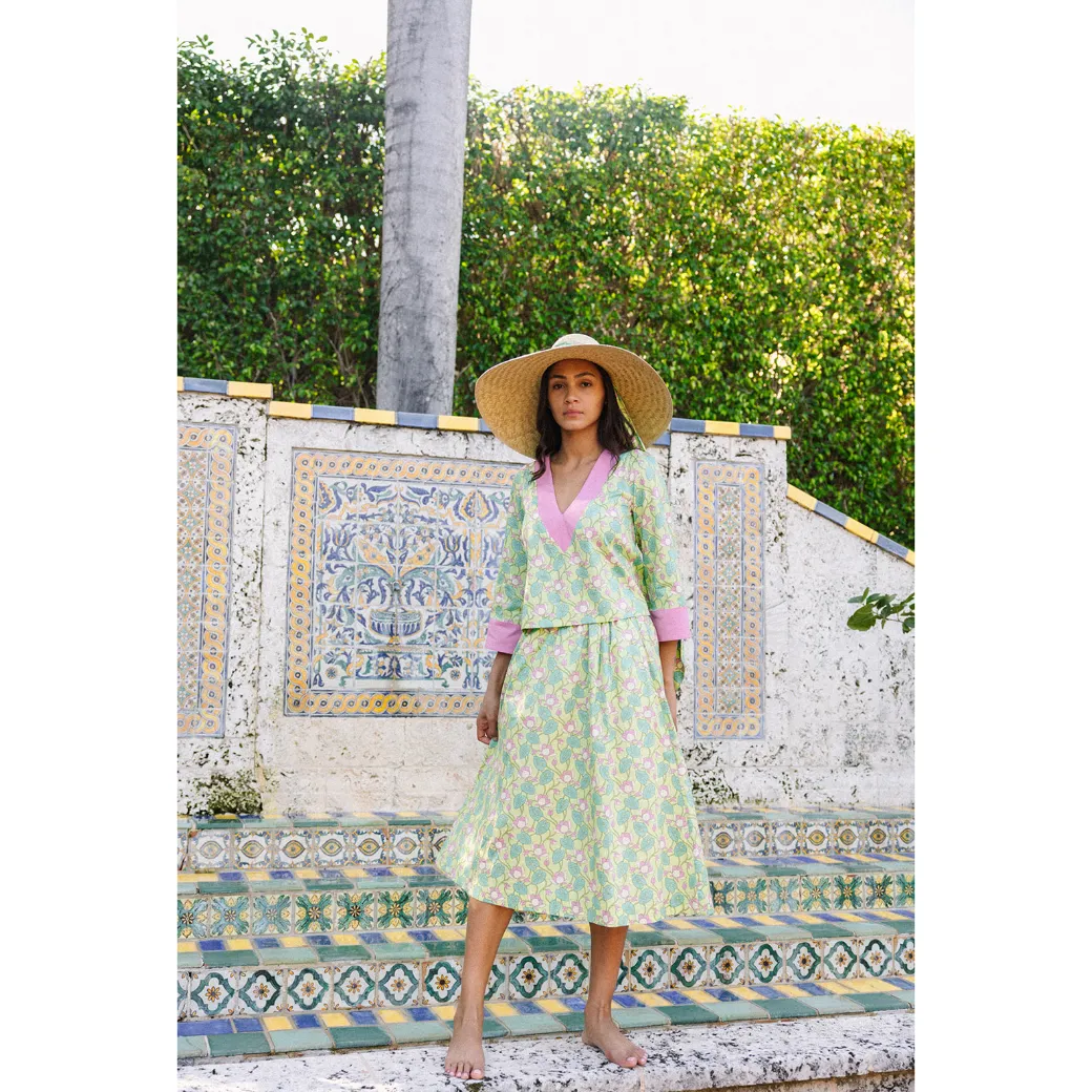SAMPLE - BURU x Sarah Bray Bermuda Everyday Midi Skirt - Lotus Floral