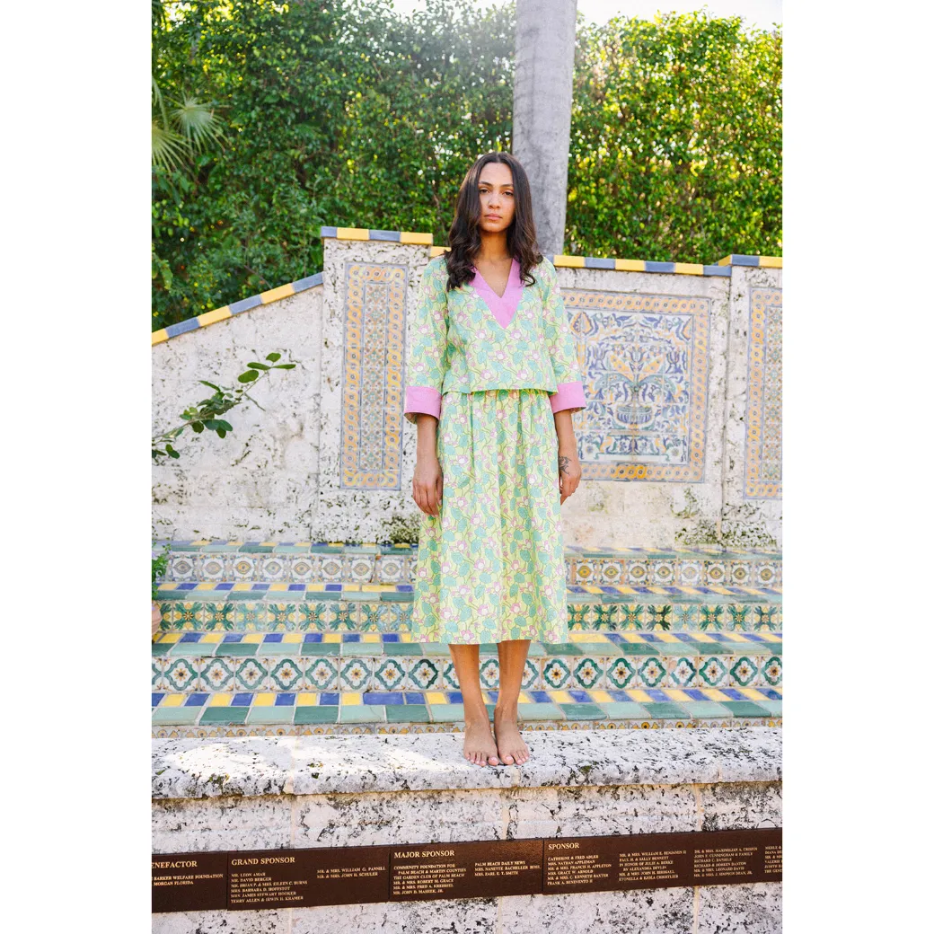 SAMPLE - BURU x Sarah Bray Bermuda Everyday Midi Skirt - Lotus Floral
