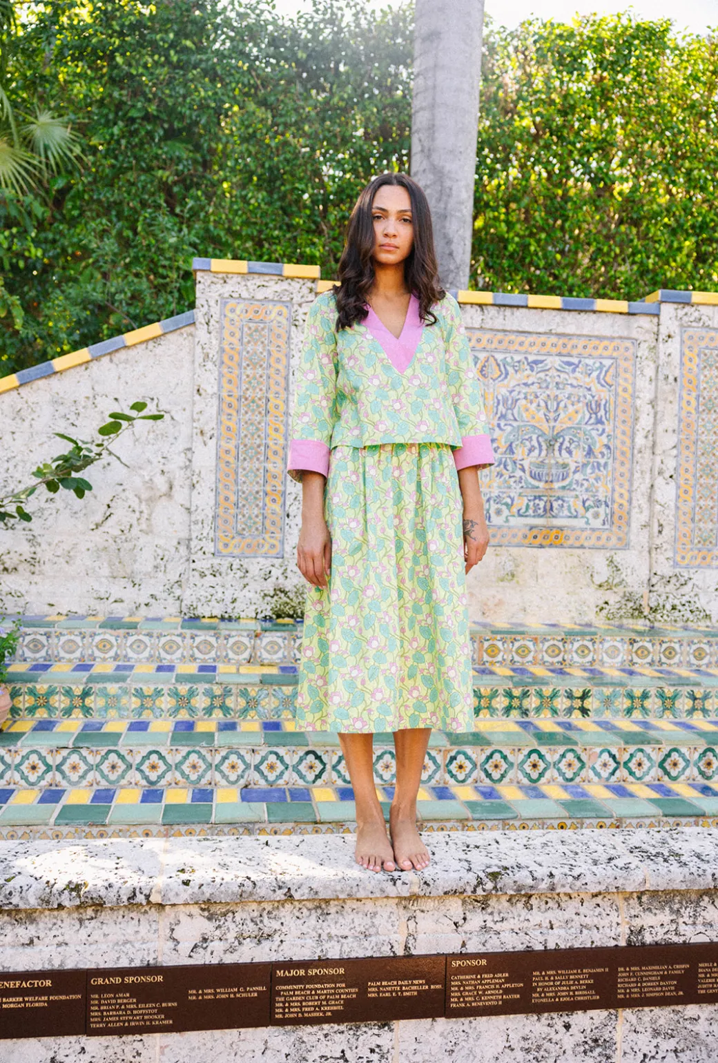 SAMPLE - BURU x Sarah Bray Bermuda Everyday Midi Skirt - Lotus Floral