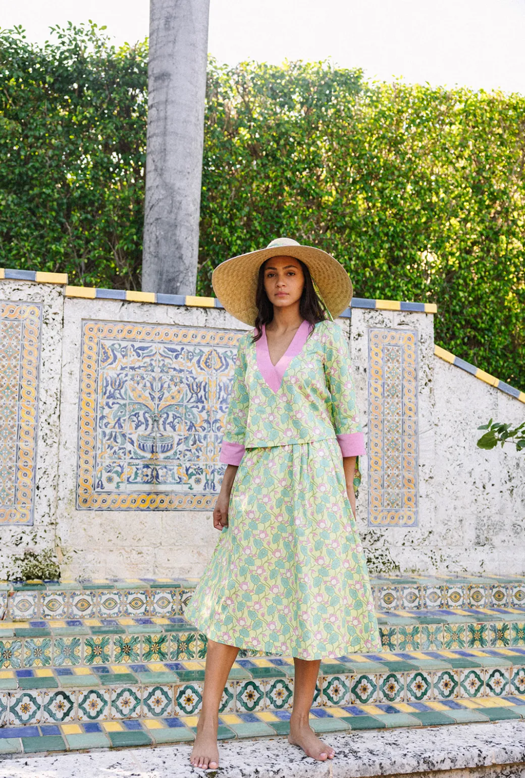 SAMPLE - BURU x Sarah Bray Bermuda Everyday Midi Skirt - Lotus Floral