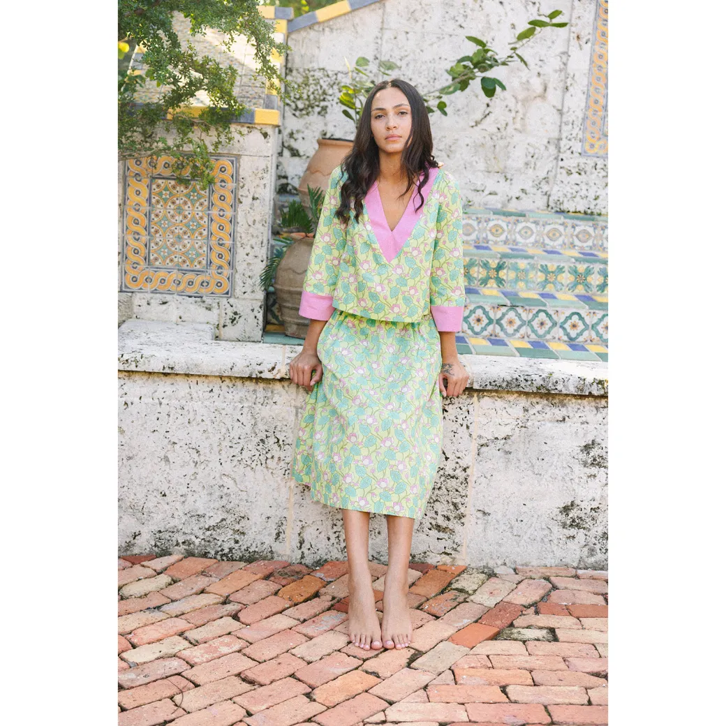 SAMPLE - BURU x Sarah Bray Bermuda Everyday Midi Skirt - Lotus Floral
