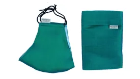 Silk Face Mask with Filter Pocket and Matching Pouch - Emerald Green