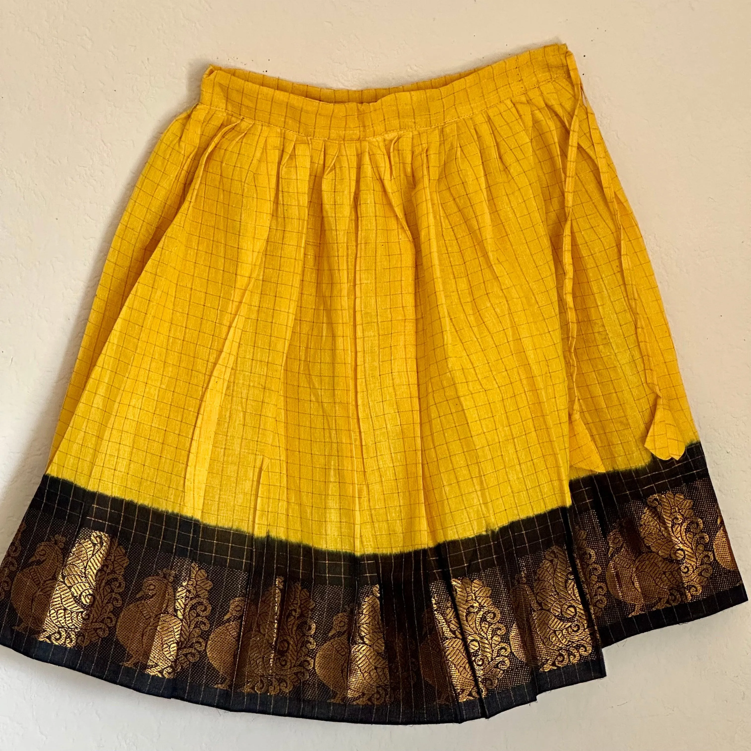 Simple Yellow Sungudi Silk Lehenga | 2-3 Yrs