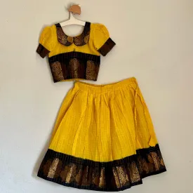 Simple Yellow Sungudi Silk Lehenga | 2-3 Yrs