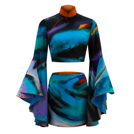 SPARKLE BY KAREN CHAN x HK Designer【NEW KINGDOM】100% Silk Cheongsam Set (Long Angel Sleeve)