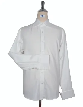 Spread Collar Shirt - White Cotton Twill Spread Collar Shirts