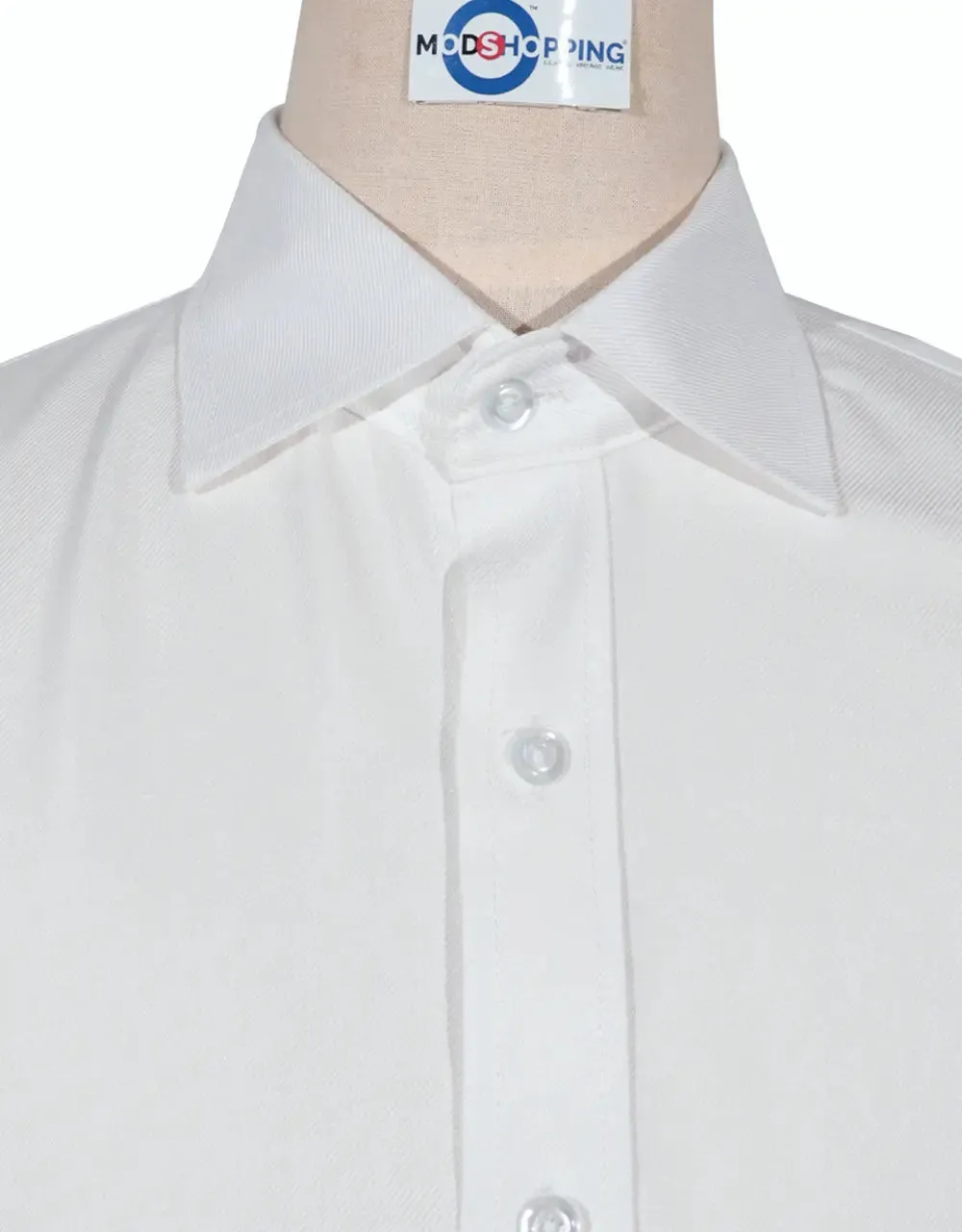 Spread Collar Shirt - White Cotton Twill Spread Collar Shirts
