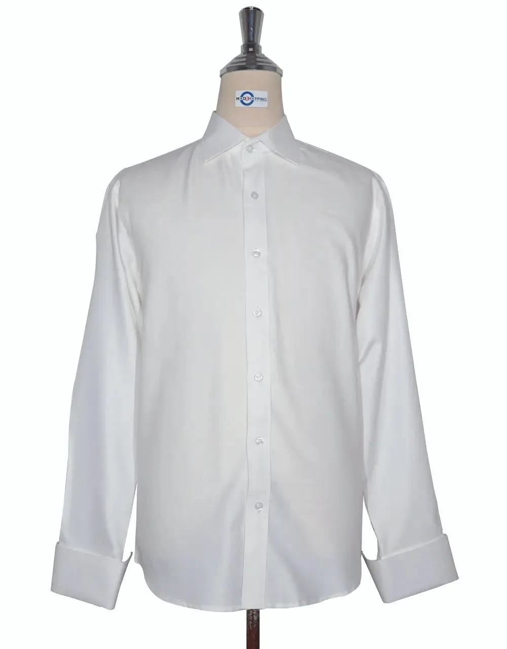 Spread Collar Shirt - White Cotton Twill Spread Collar Shirts