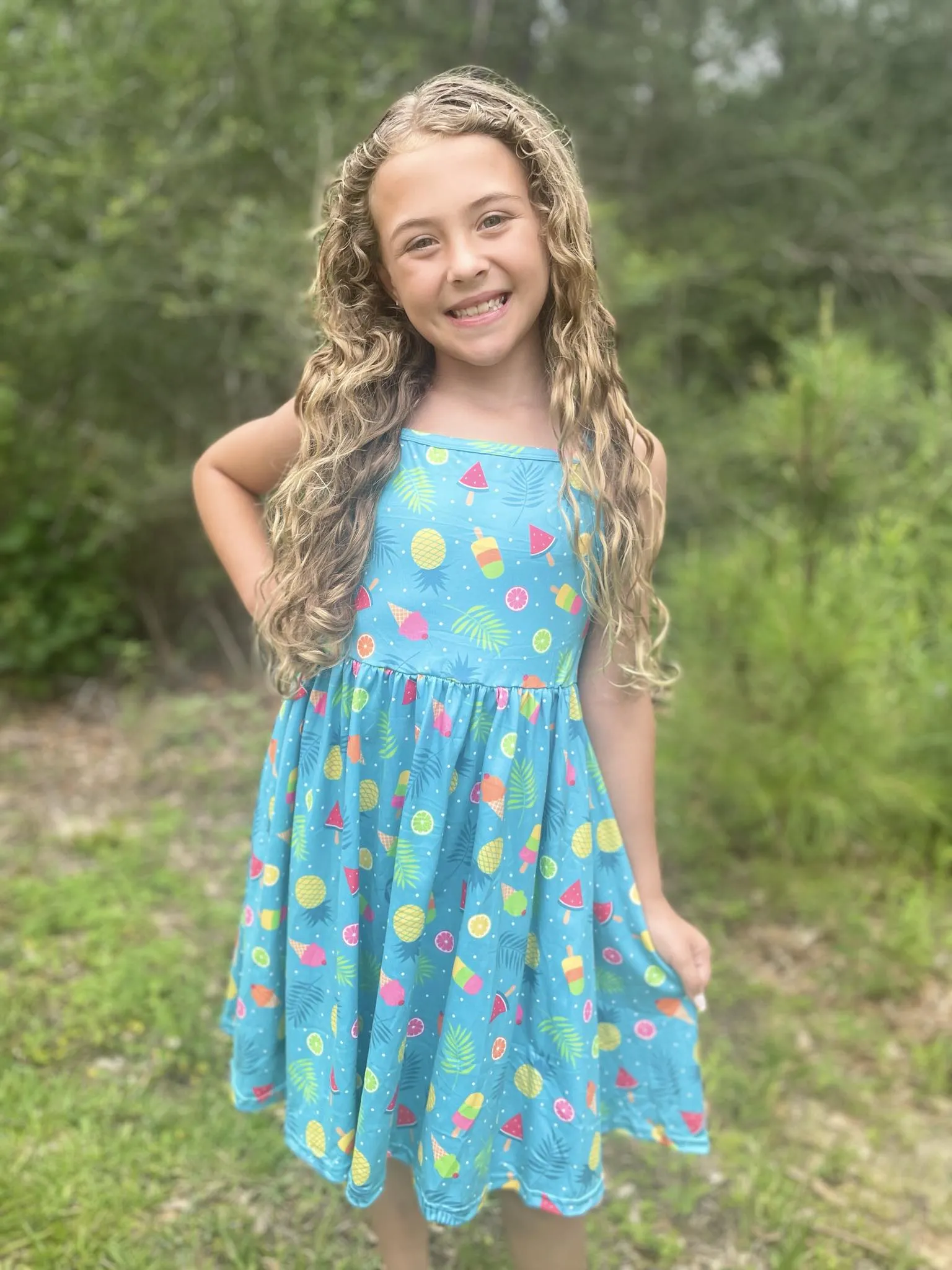 SUMMER FRUITS TANK TWIRL  DRESS