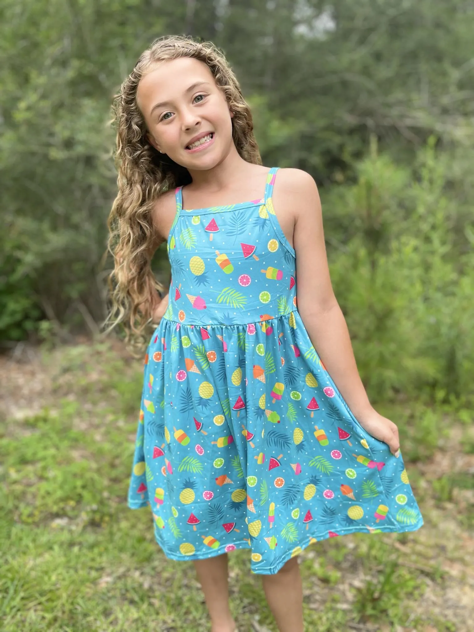 SUMMER FRUITS TANK TWIRL  DRESS
