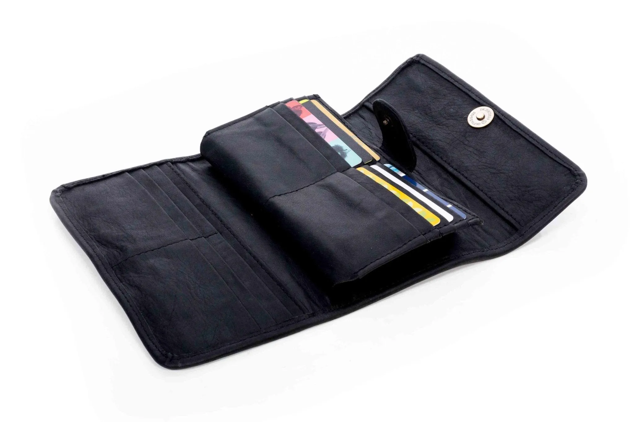 Tan Leather Goods - Lauren Leather Ladies Wallet | Black