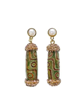 Tibetan Dzi Beads Dangle Earrings HE016